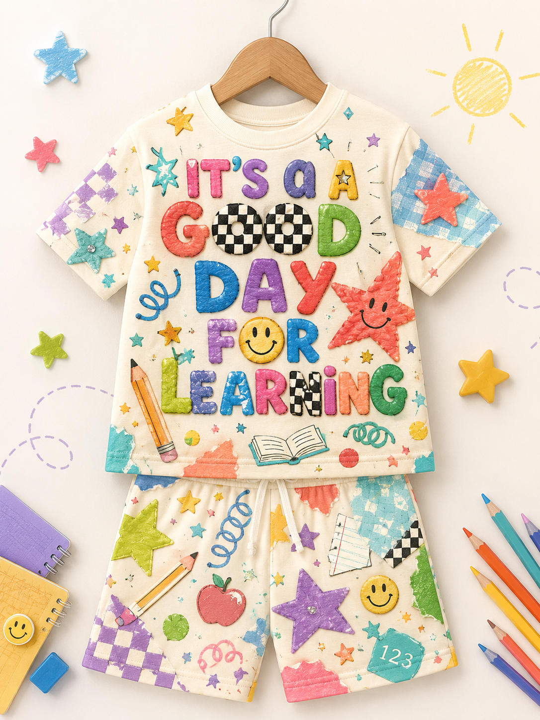 Back-To-School Season Short-Sleeve Shirt Set