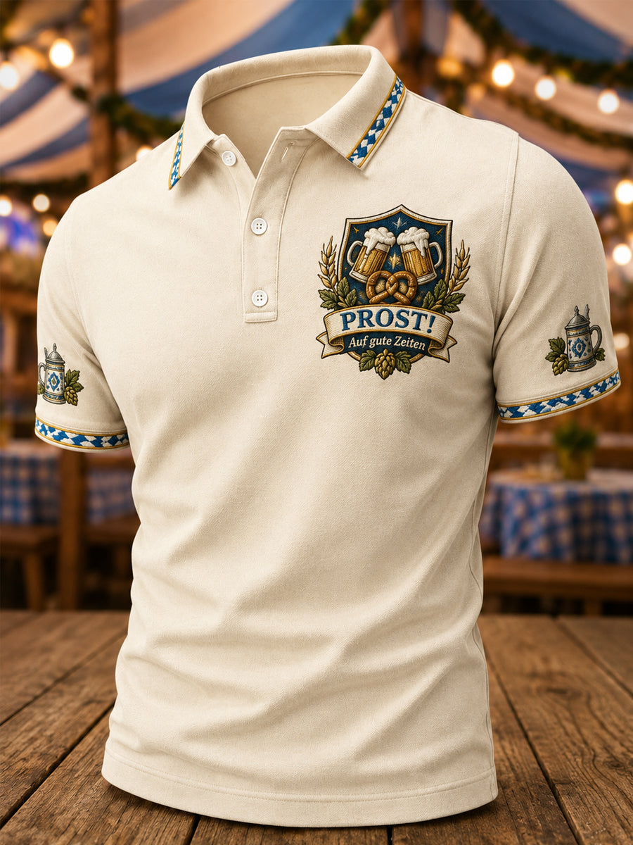 Men's Oktoberfest Prost! Print Casual Polo Shirt