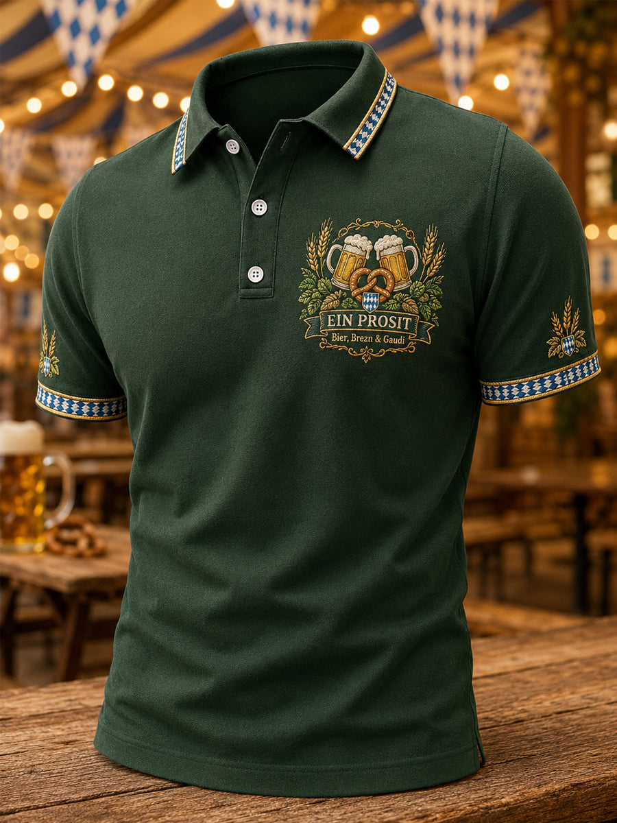 Men's Oktoberfest Prost! Print Casual Polo Shirt