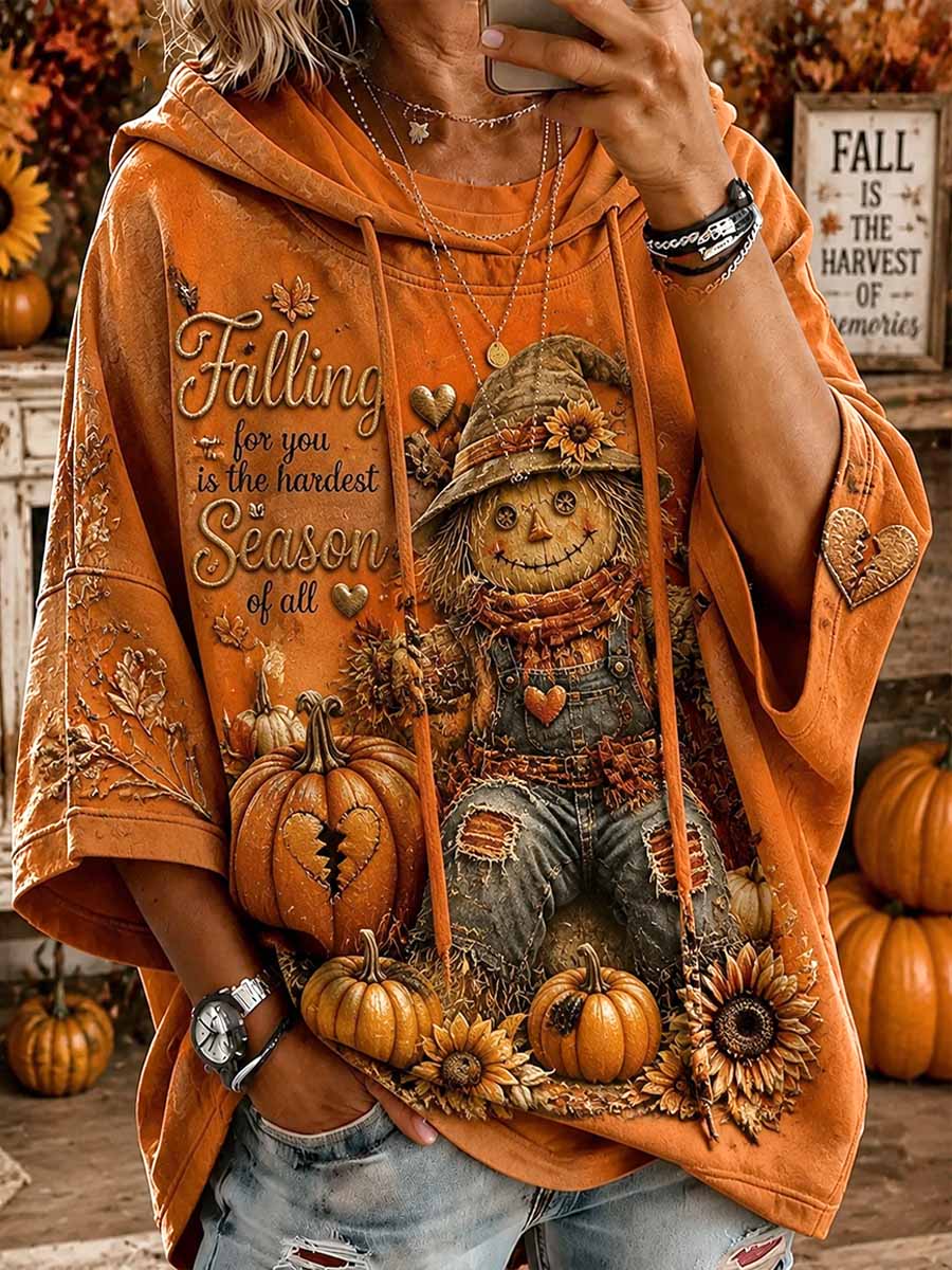Women's Retro Autumn Scarecrow Pattern Printed Sweatshirt