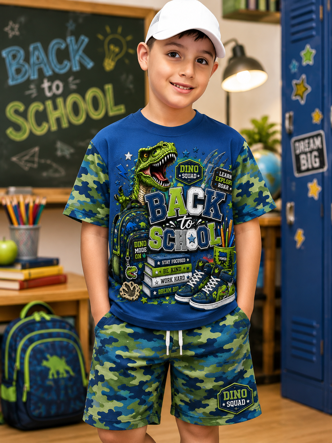 Back-To-School Season Short-Sleeve Shirt Set