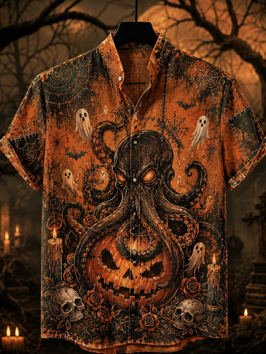 Retro Halloween Art Print Casual Shirt