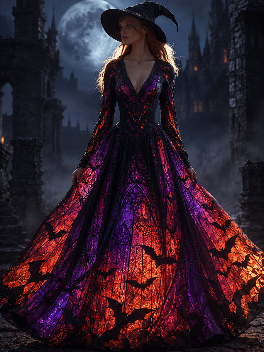 Retro Halloween Art Print Casual Dress