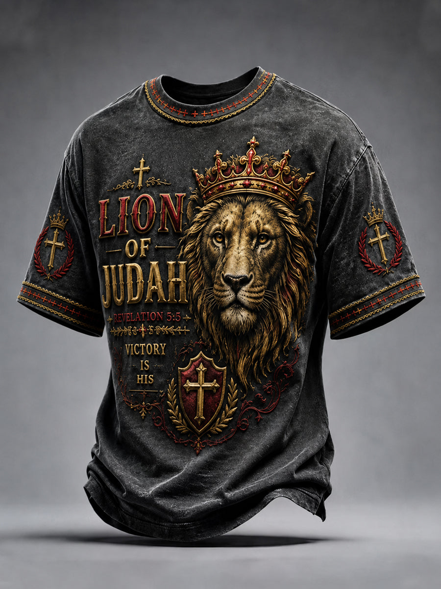 Men's Christian Lion of Judah Art Short Sleeve T-shirt