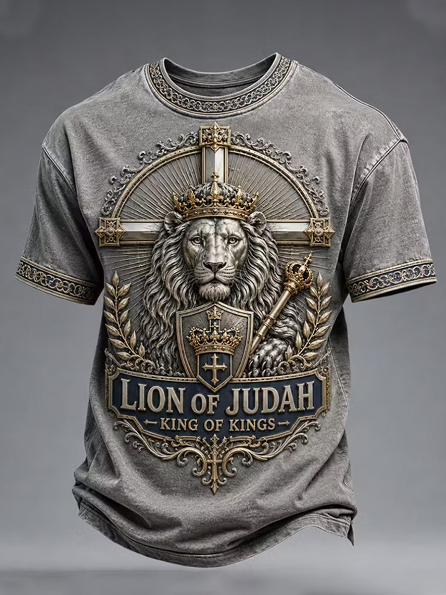 Men's Christian Lion of Judah Art Short Sleeve T-shirt