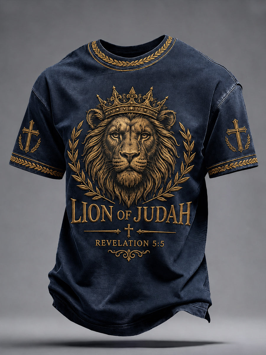 Men's Christian Lion of Judah Art Short Sleeve T-shirt