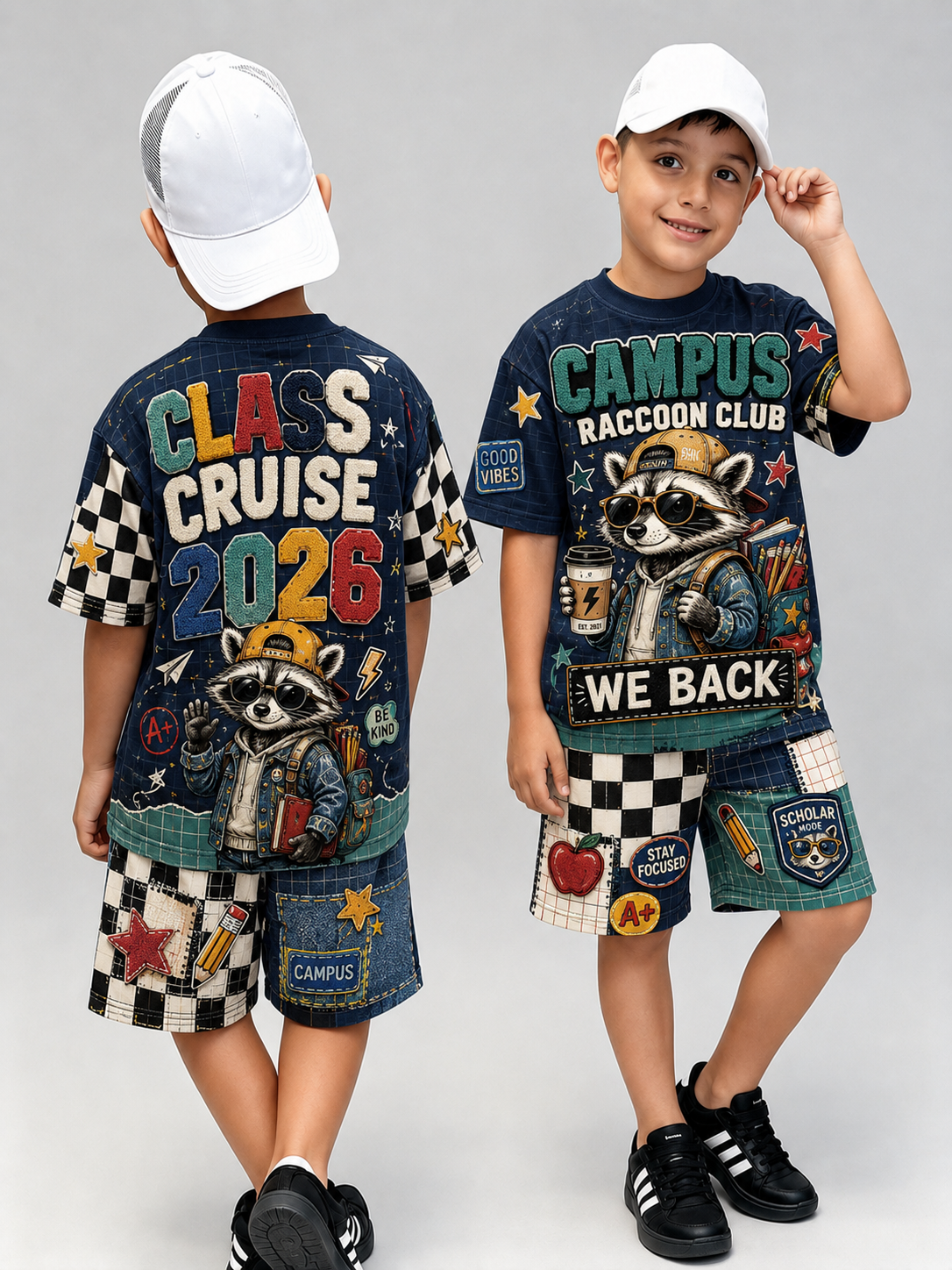 Back-To-School Season Short-Sleeve Shirt Set