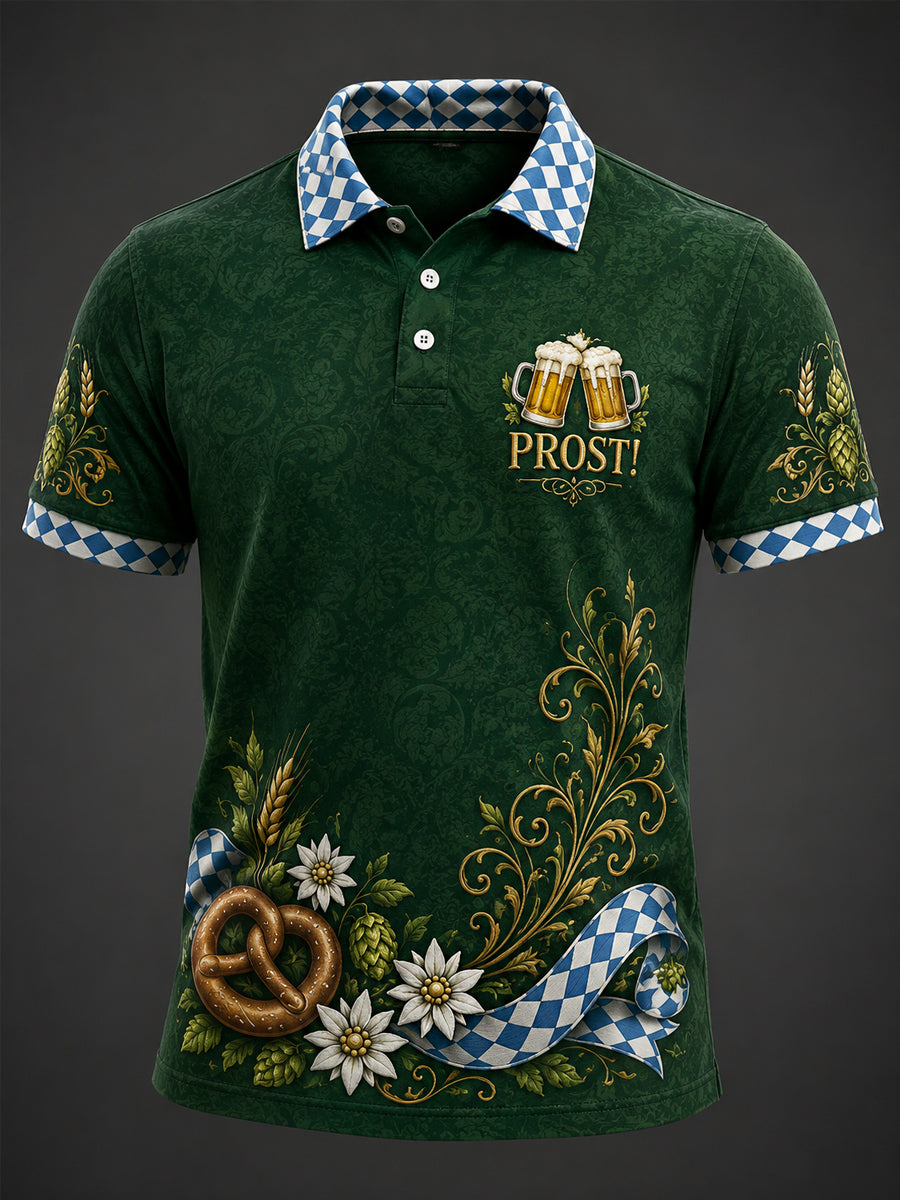 Men's Oktoberfest Prost! Print Casual Polo Shirt