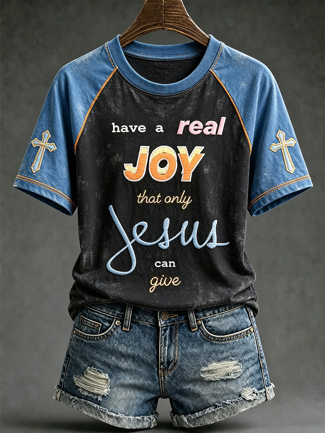 Women's faith-themed fun pattern printed casual short-sleeve T-shirt
