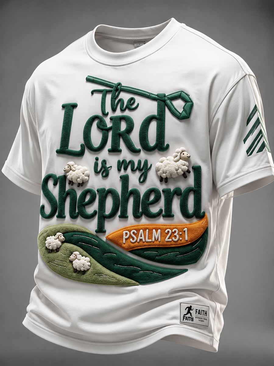 Men's Vintage The Good Shepherd Faith Pattern Print T-Shirt