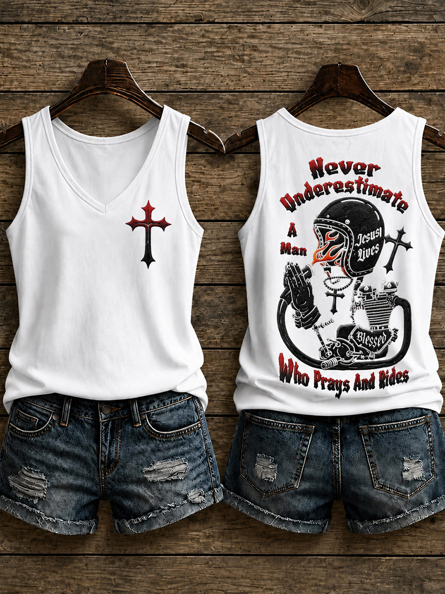 Women's Christian Motorcycle Biker Graphic Vest Top