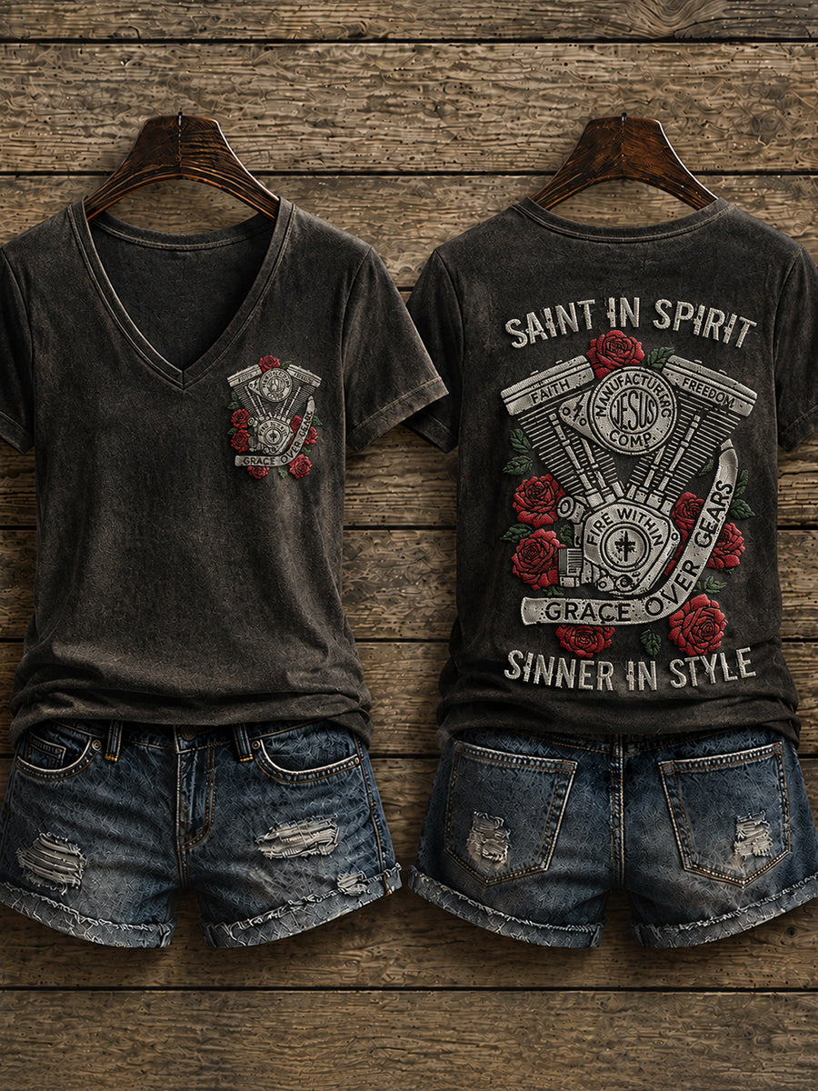 Women's Christian Motorcycle Biker Graphic T-shirt