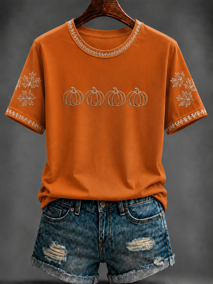 Women's Autumn pumpkin Printed T-shirt