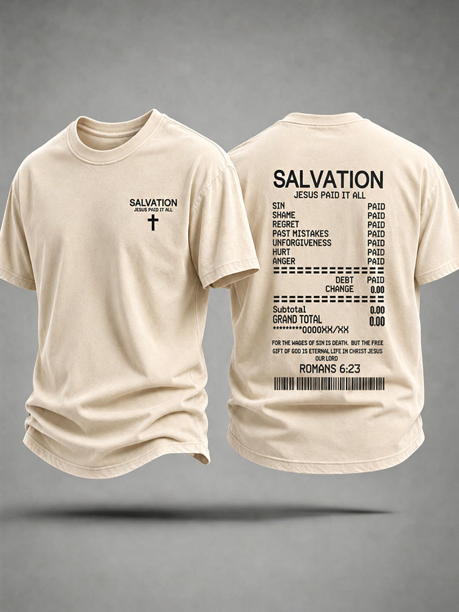 Men's Jesus Paid It All Print Casual Tee