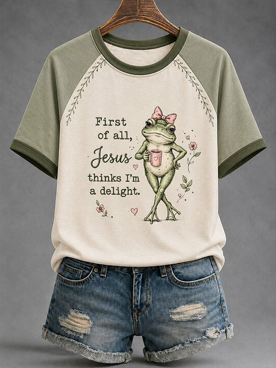 Women's 'Jesus Thinks I'm A Delight' Printed Casual T-Shirt