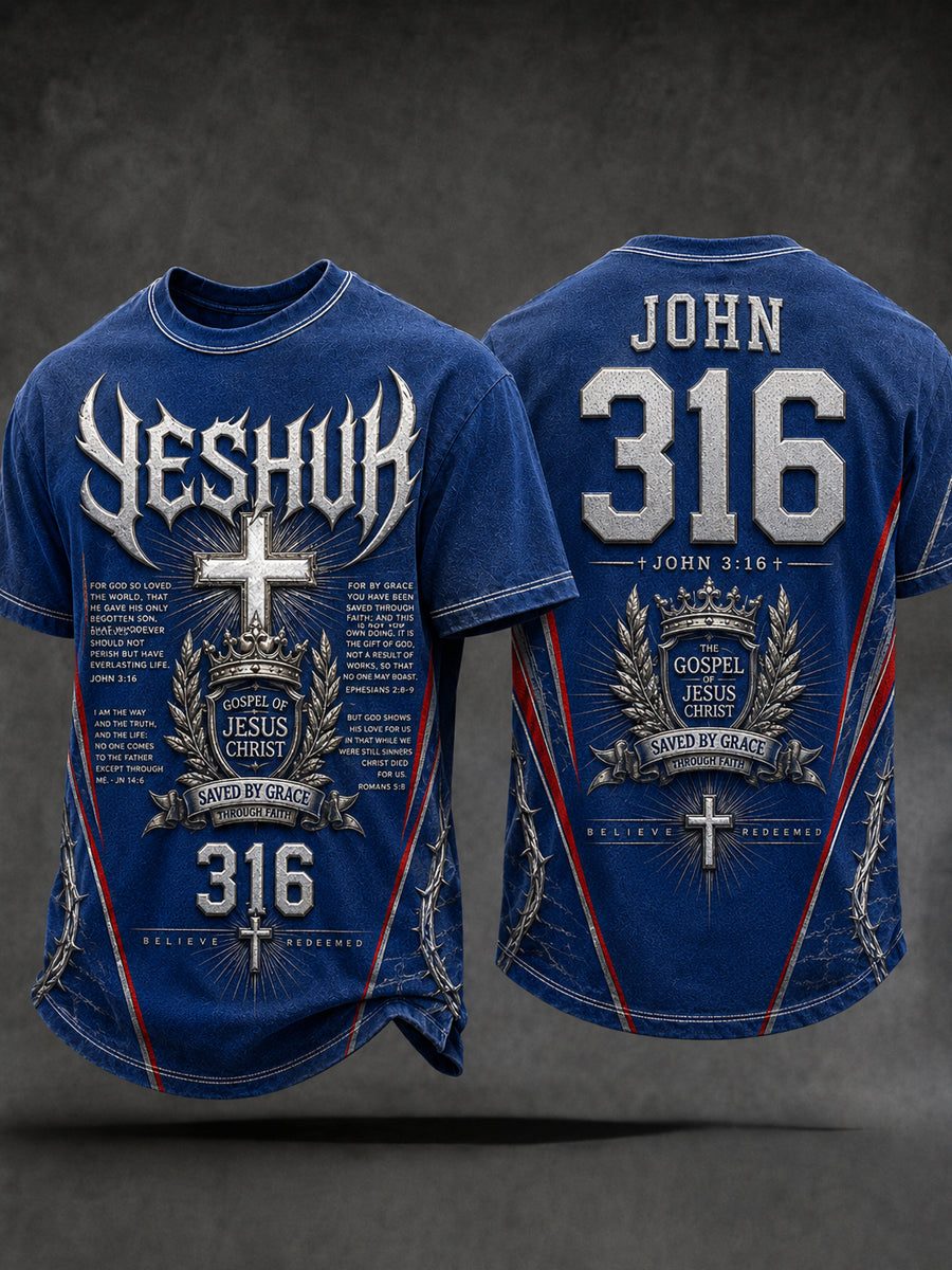 Men's Christian Forgiveness Cross V-neck Short Sleeve T-shirt