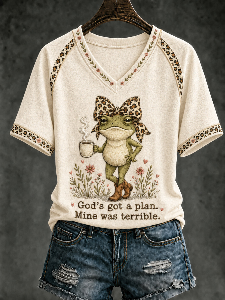 Women's Christian God's Got A Plan Mine Was Terrible V-neck Short Sleeve T-shirt