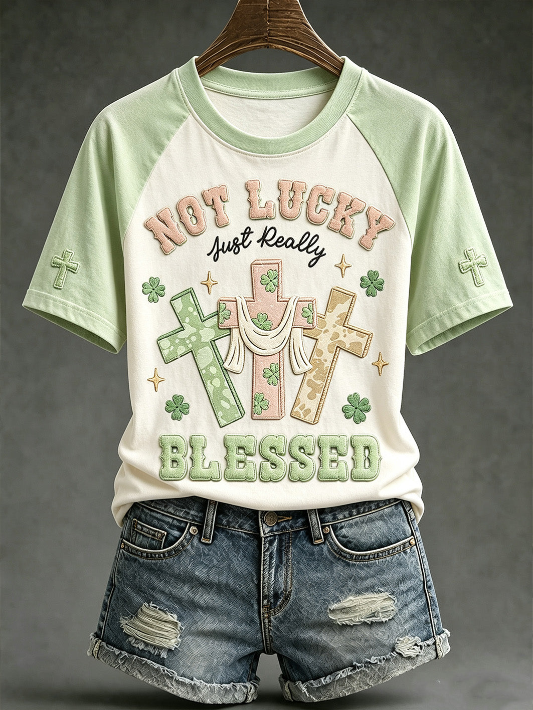 Women's faith-themed fun pattern printed casual short-sleeve T-shirt