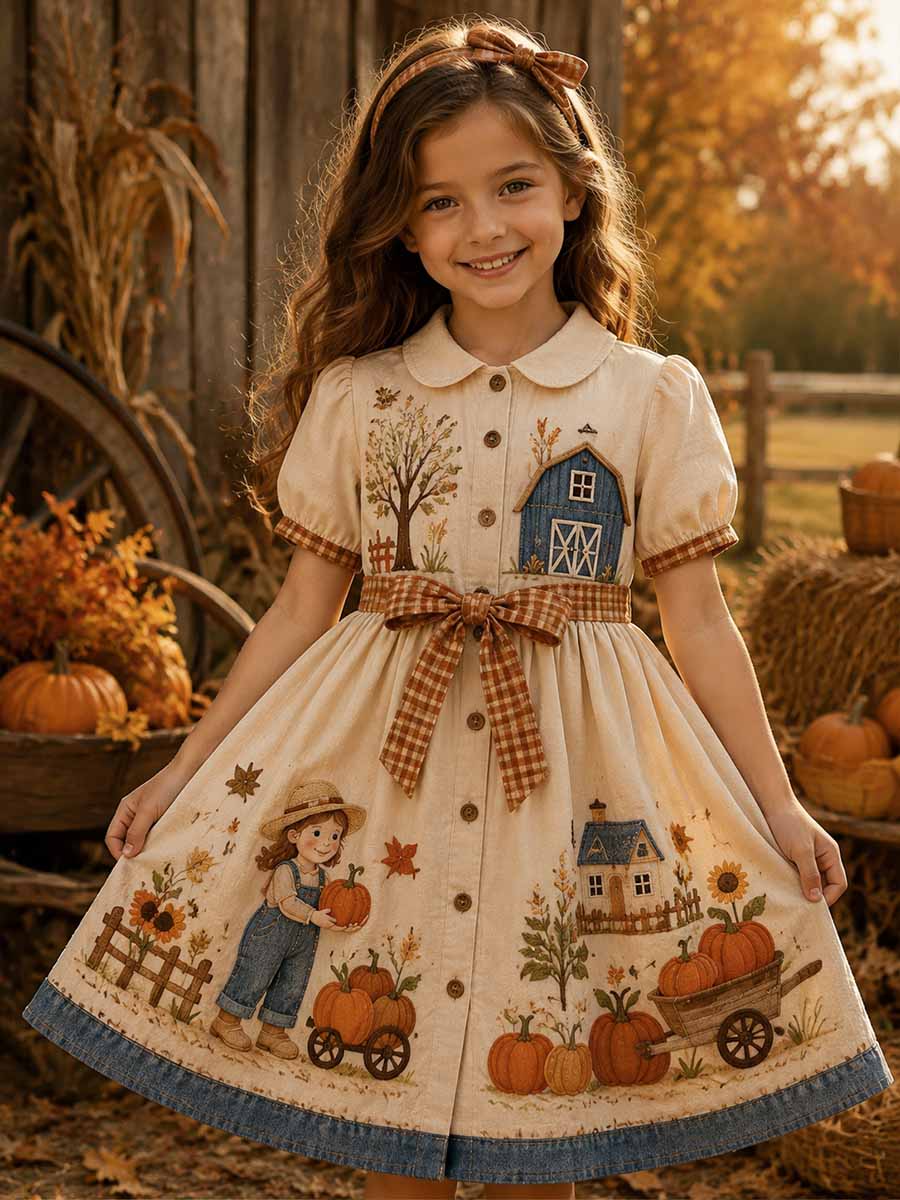 Women's Autumn Pumpkin Pattern Print Dress