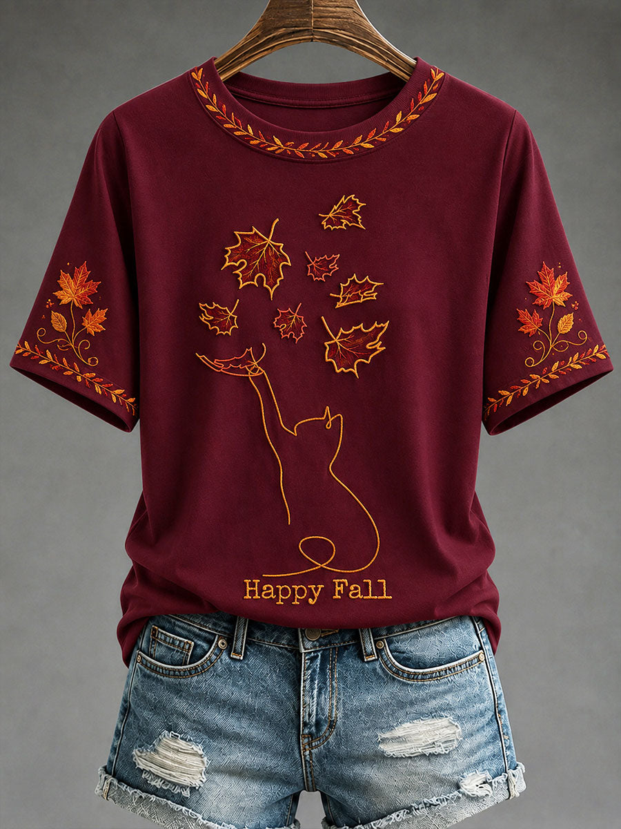 Women's Autumn Cat Casual T-shirt
