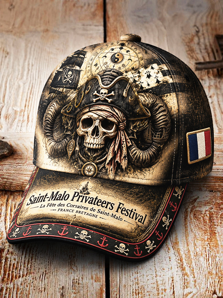French Brittany Pirate Gothic Print Casual Hat