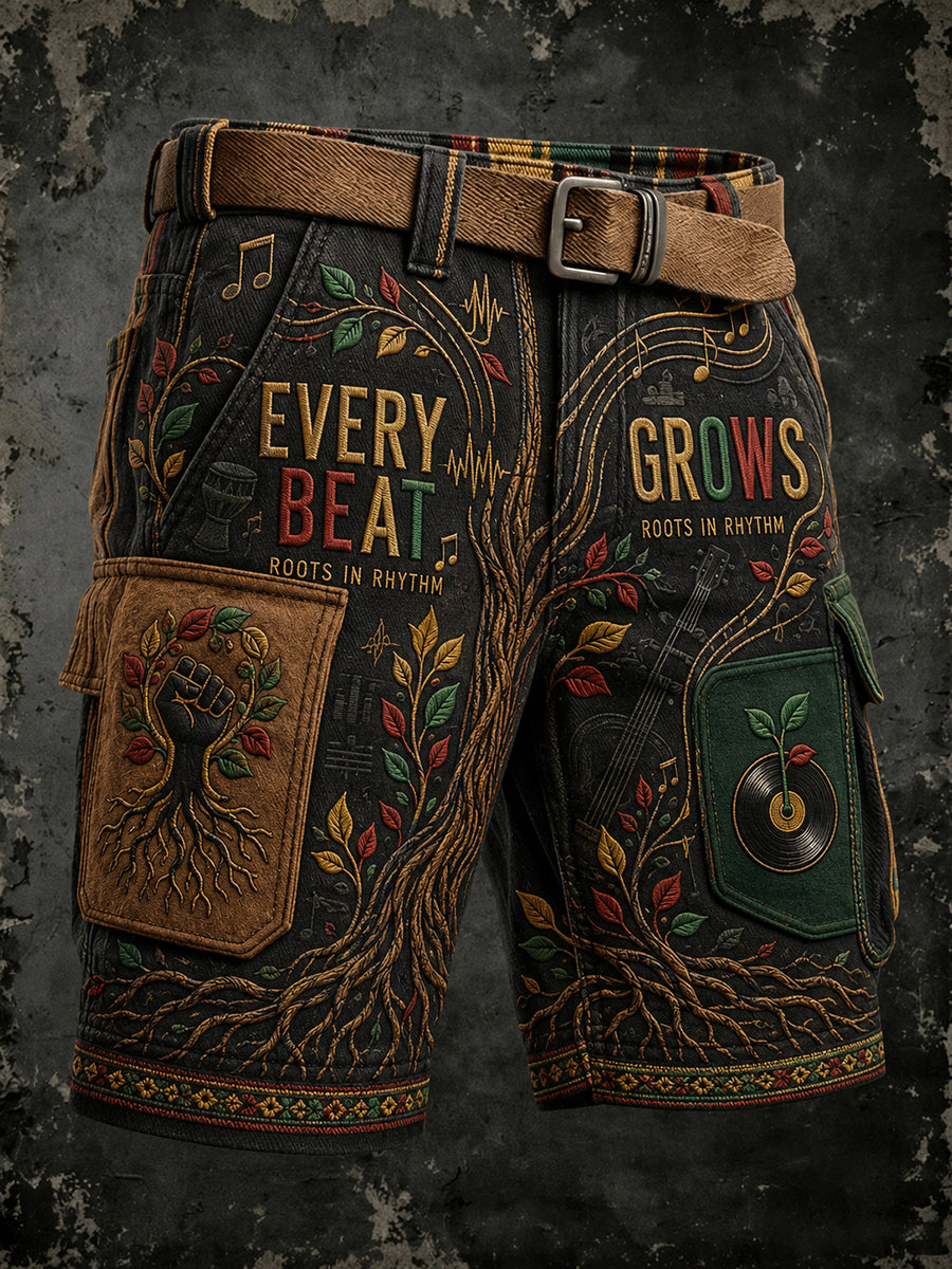 Men's Reggae Art Print Casual Shorts