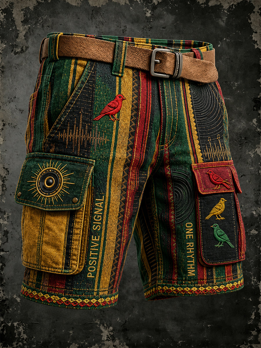 Men's Reggae Art Print Casual Shorts