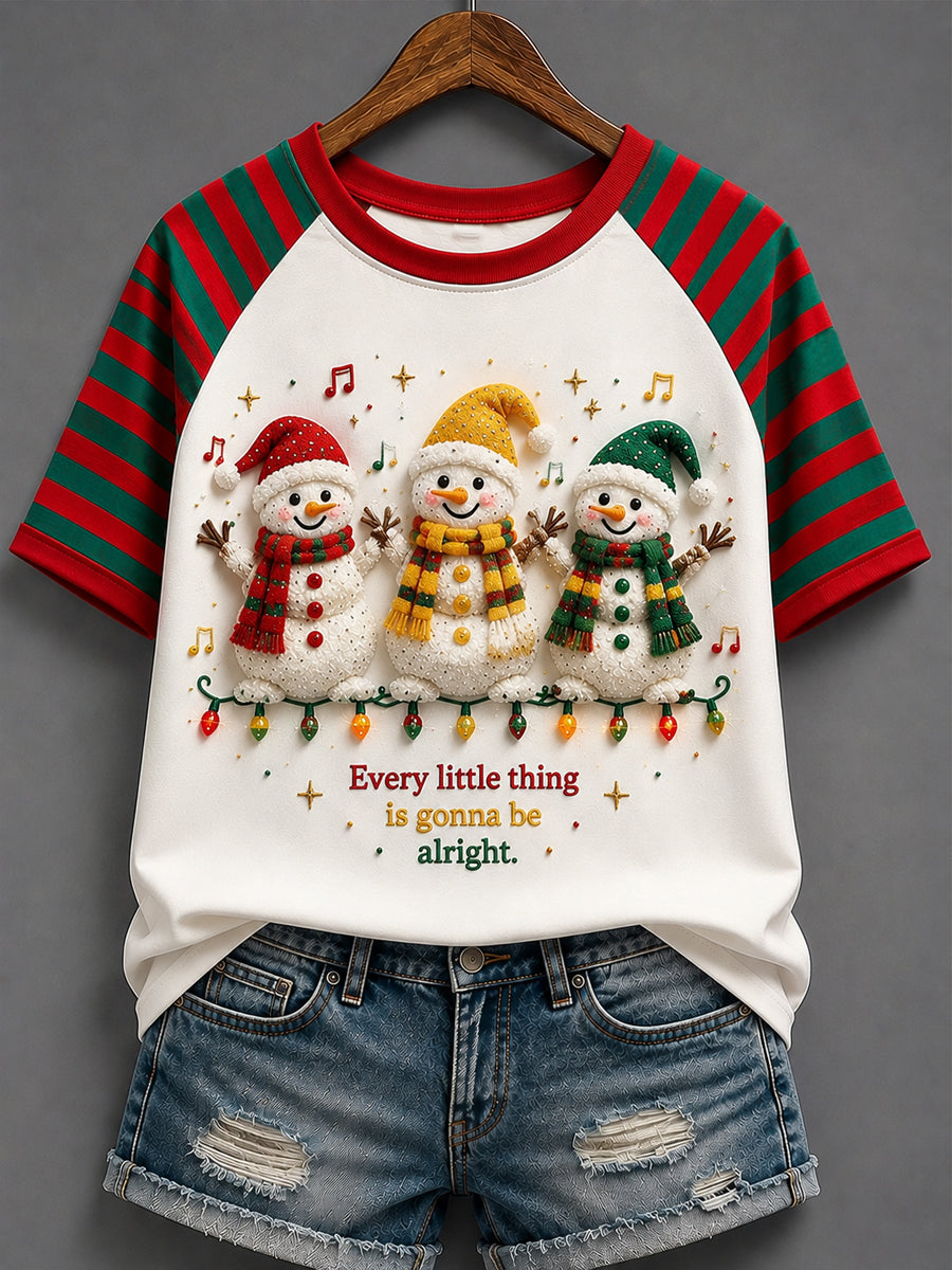 “Everything's Gonna Be Alright” Casual Christmas Striped T-Shirt
