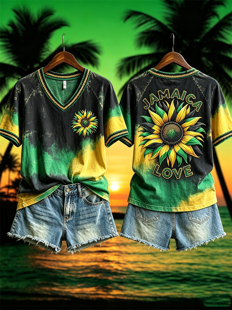 Women's Jamaica Love Sunflower Jamaica Vacation short-sleeved T-shirt
