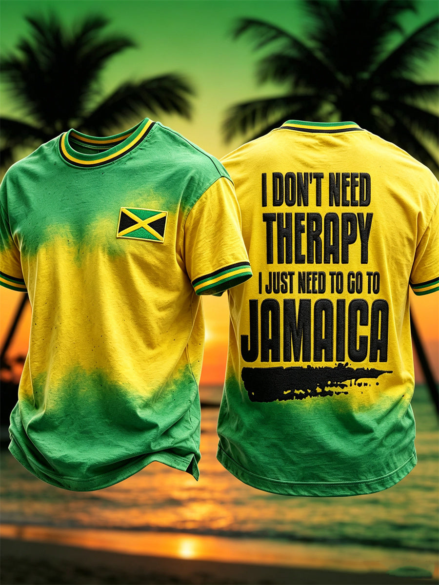 Men's I Don't Need Therapy I Just Need to Go to Jamaica Print Jamaica Vacation short sleeves t-shirt