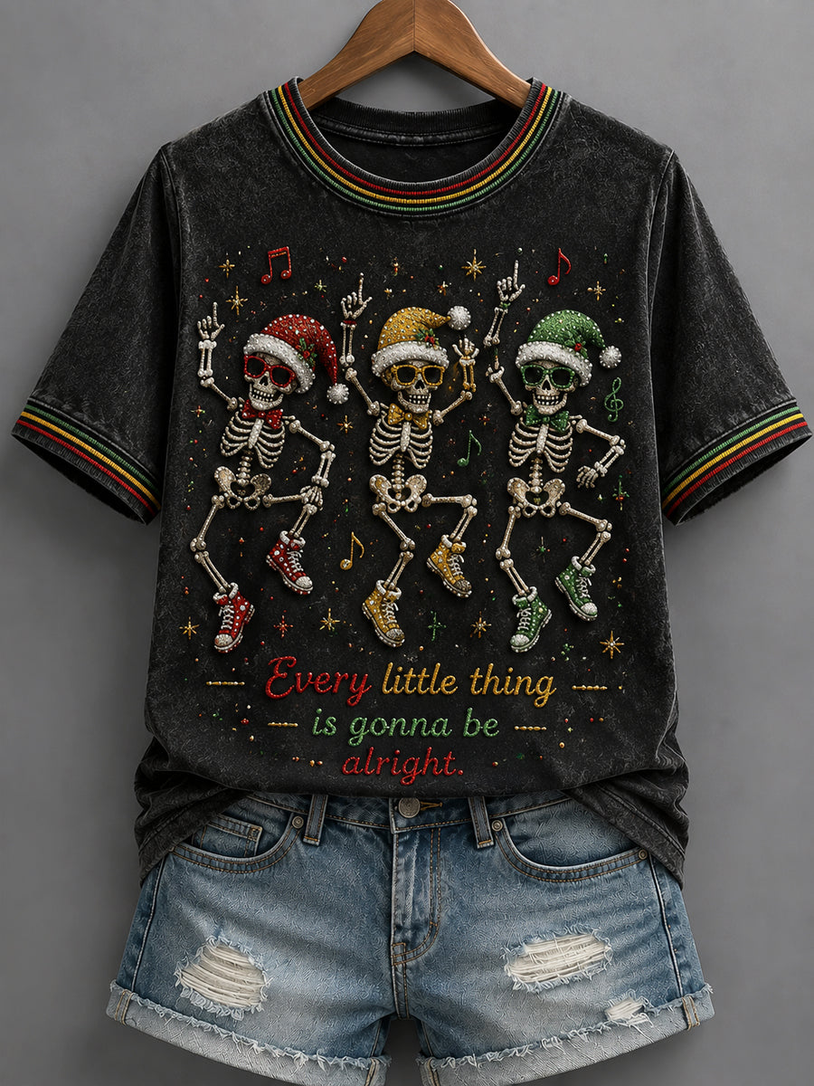 “Everything's Gonna Be Alright” Casual Skeleton T-Shirt