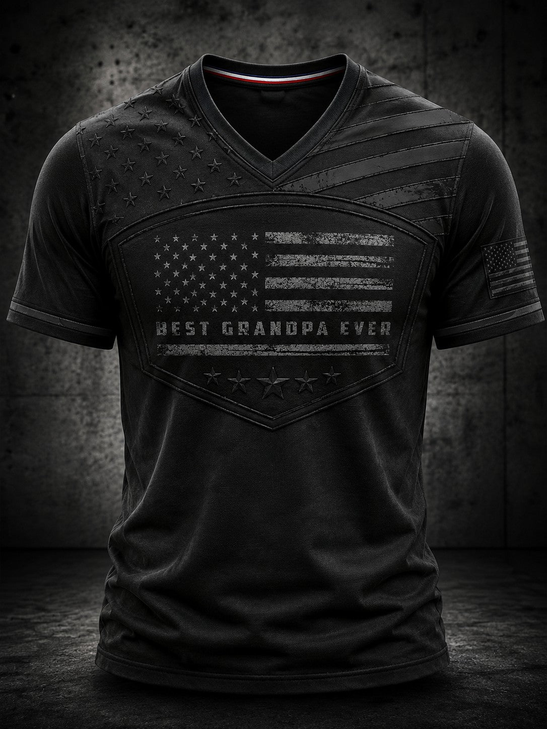 Men's Best Grandpa Ever Printed V-neck T-shirt