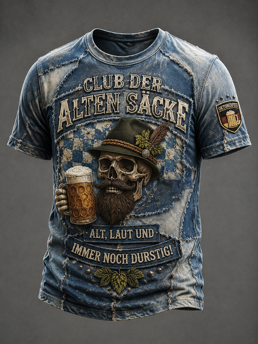 Men's Funny Oktoberfest Print Beer Lover Casual T-shirt