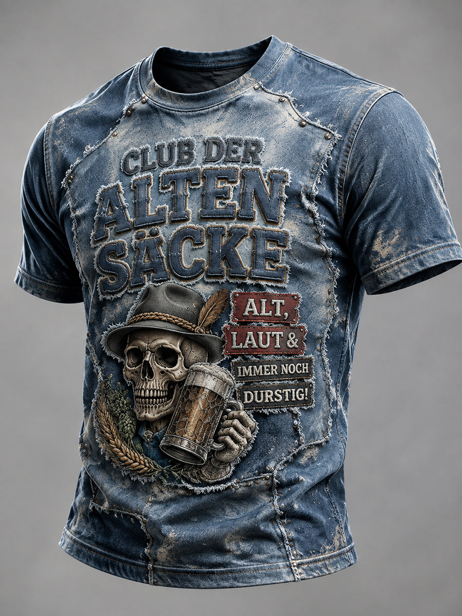 Men's Funny Oktoberfest Print Beer Lover Casual T-shirt