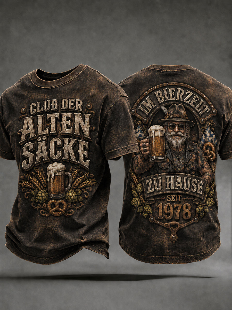 Men's Funny Oktoberfest Print Beer Lover Casual T-shirt