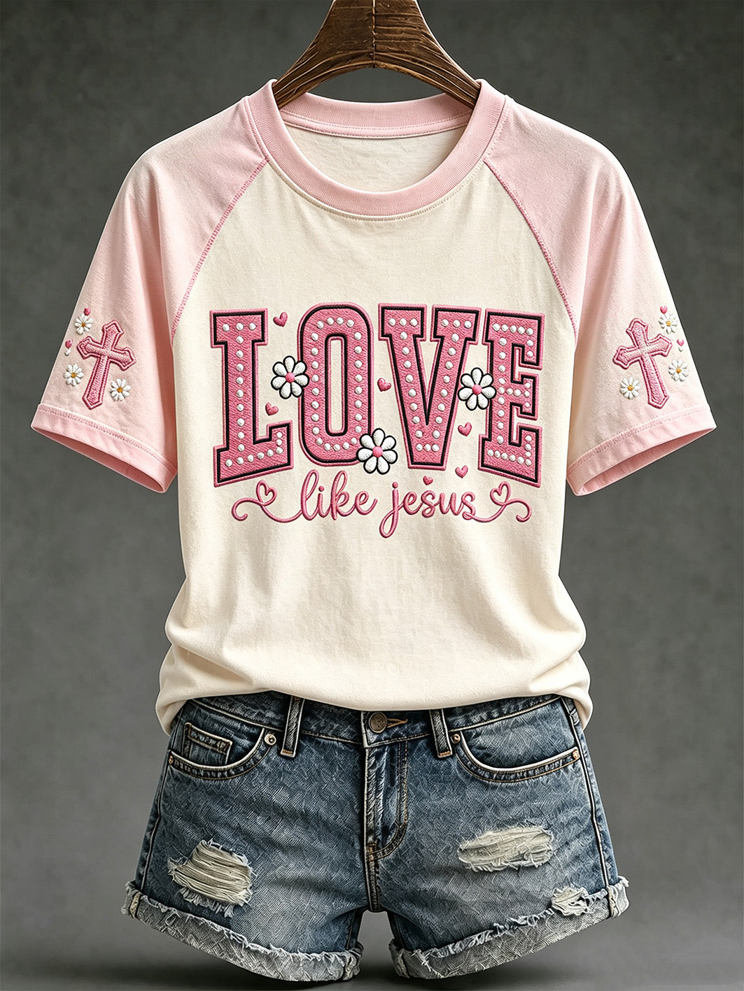 Women's faith-themed fun pattern printed casual short-sleeve T-shirt