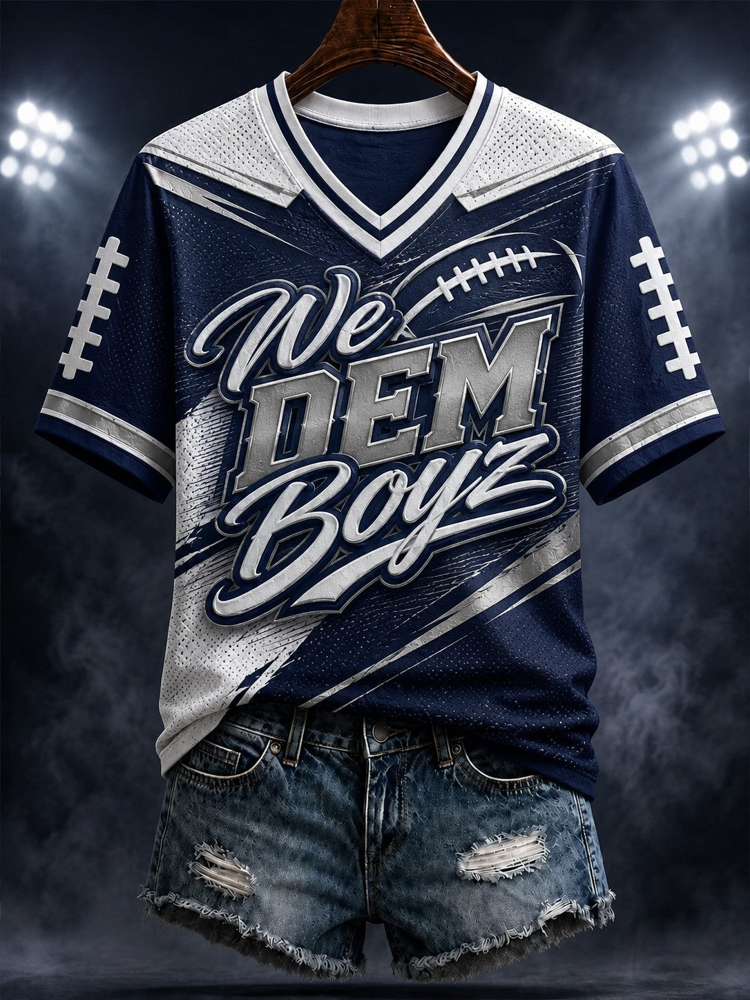 Women's Football We Dem Boyz Printed V-neck T-shirt