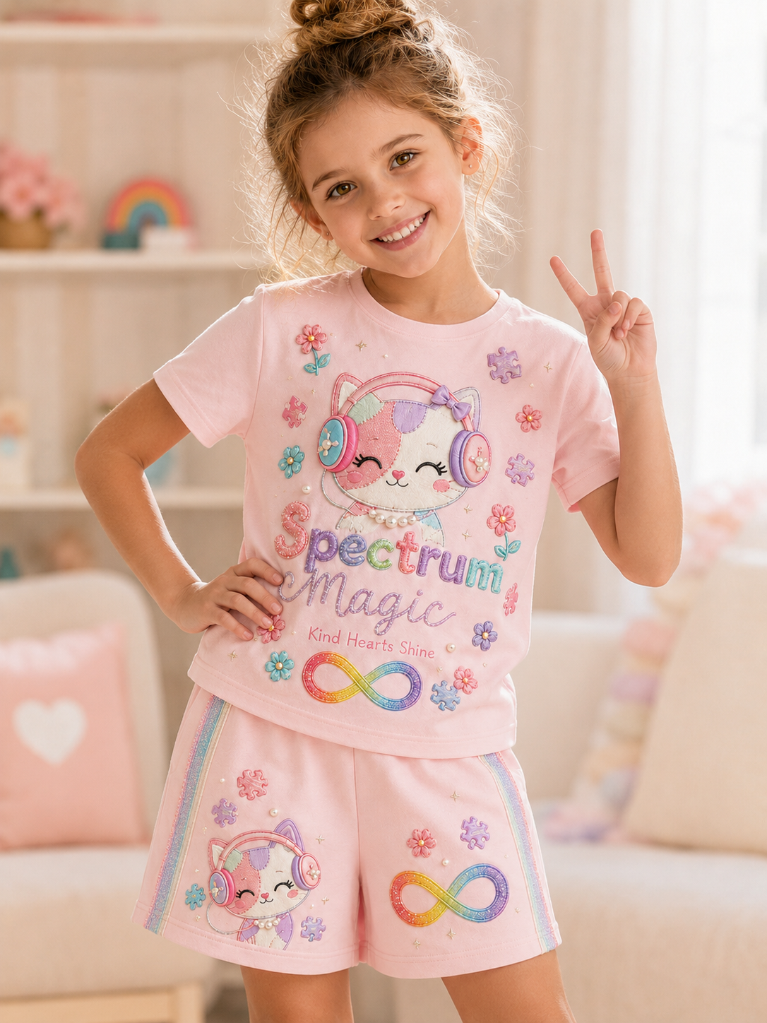 Children Autistic Disorder Short-Sleeve Shirt Set