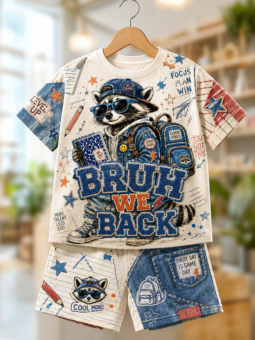 Back-To-School Season Short-Sleeve Shirt Set