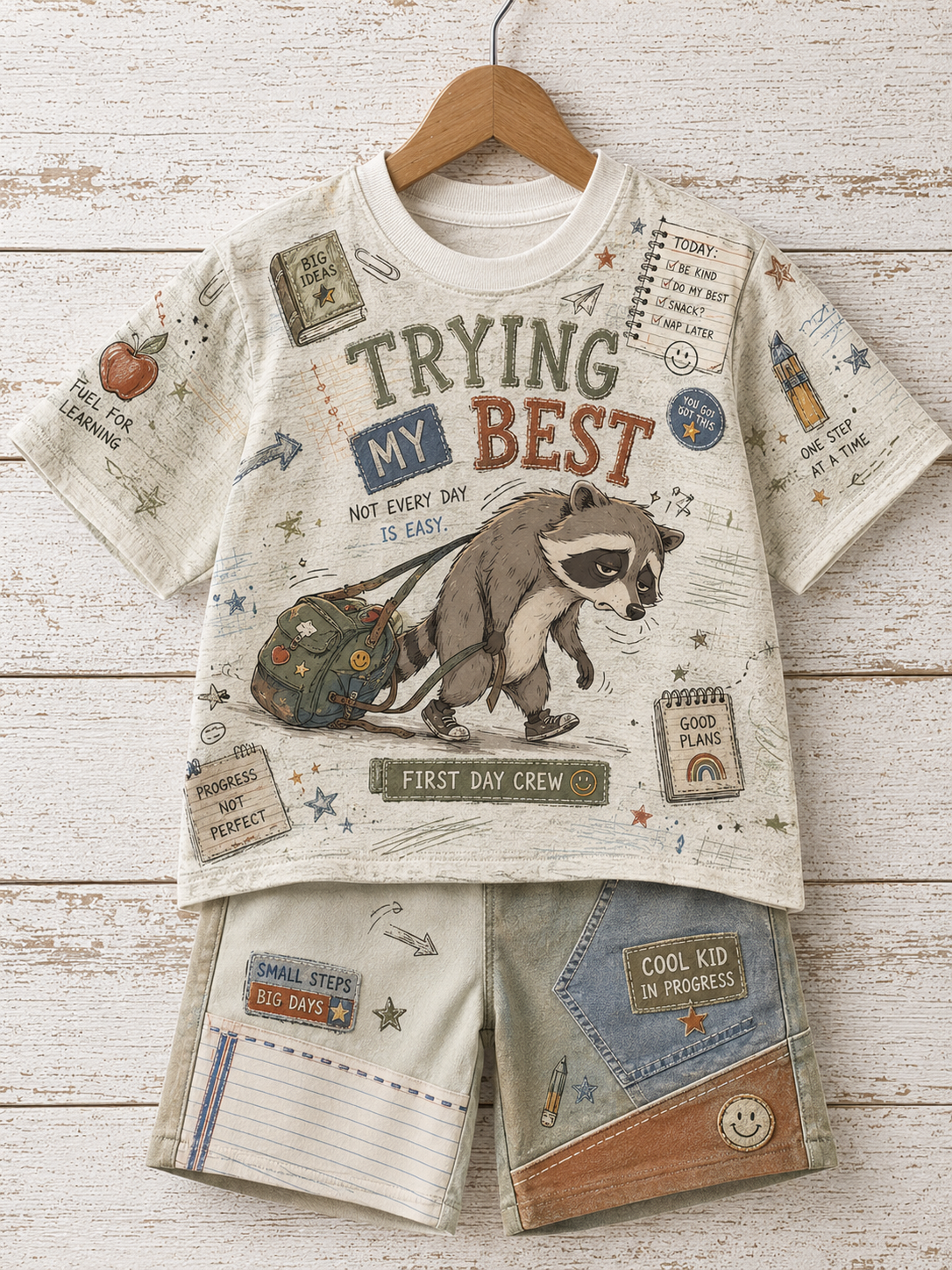 Back-To-School Season Short-Sleeve Shirt Set