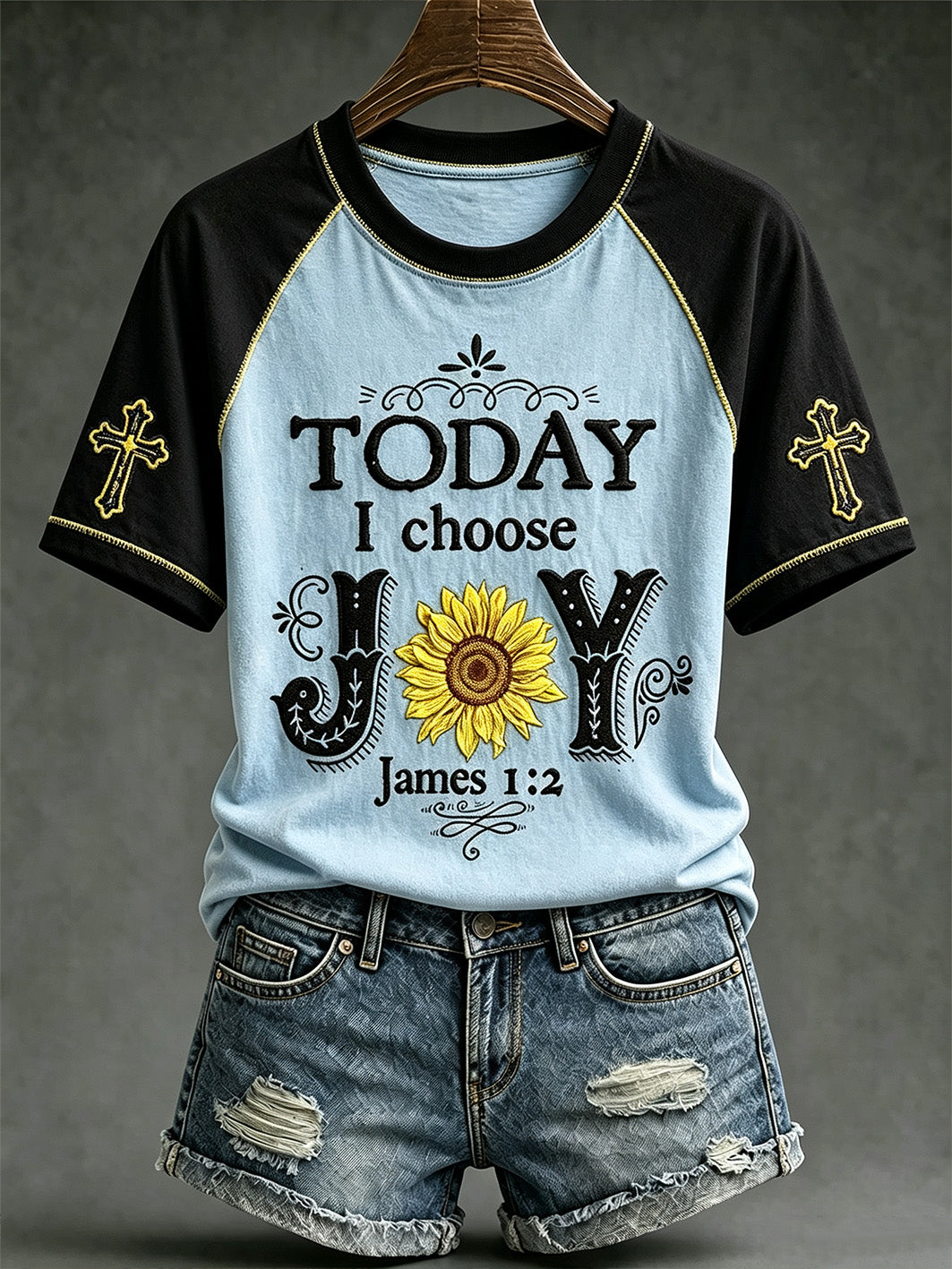 Women's faith-themed slogan pattern printed casual short-sleeve T-shirt