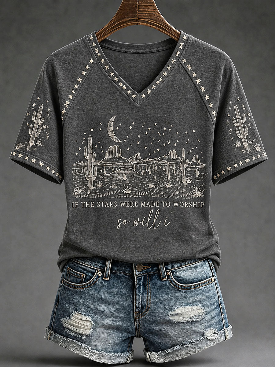 Woman's "If the stars were made to worship, so will I" - Psalm 148 Christian Casual T-shirt