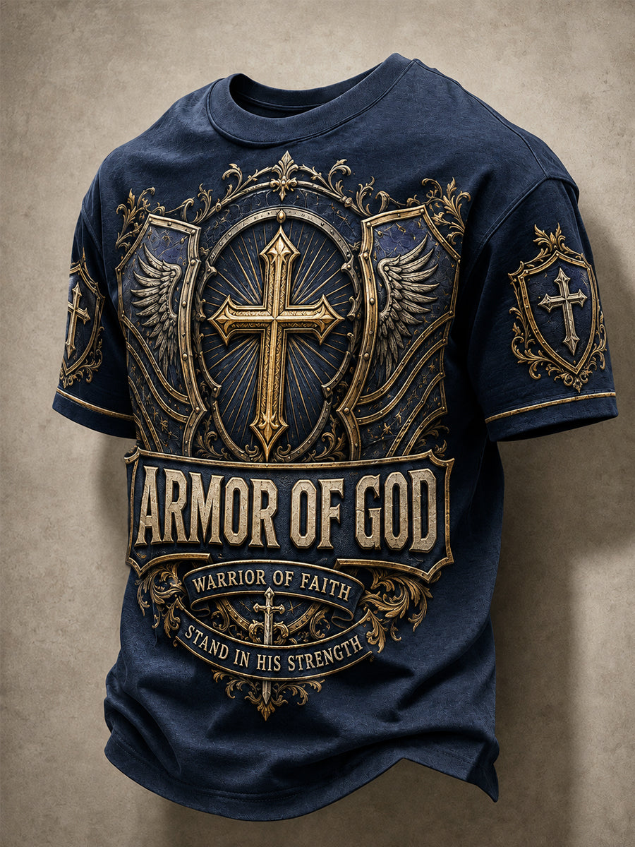 Men's Armor Of God Print Casual Tee