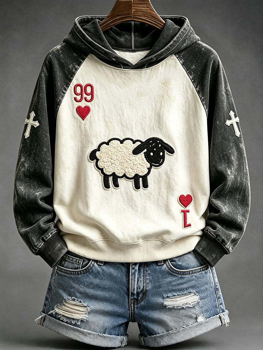 Women's He Left The 99 Playing Card Inspired Faith Print Comfy Hoodie
