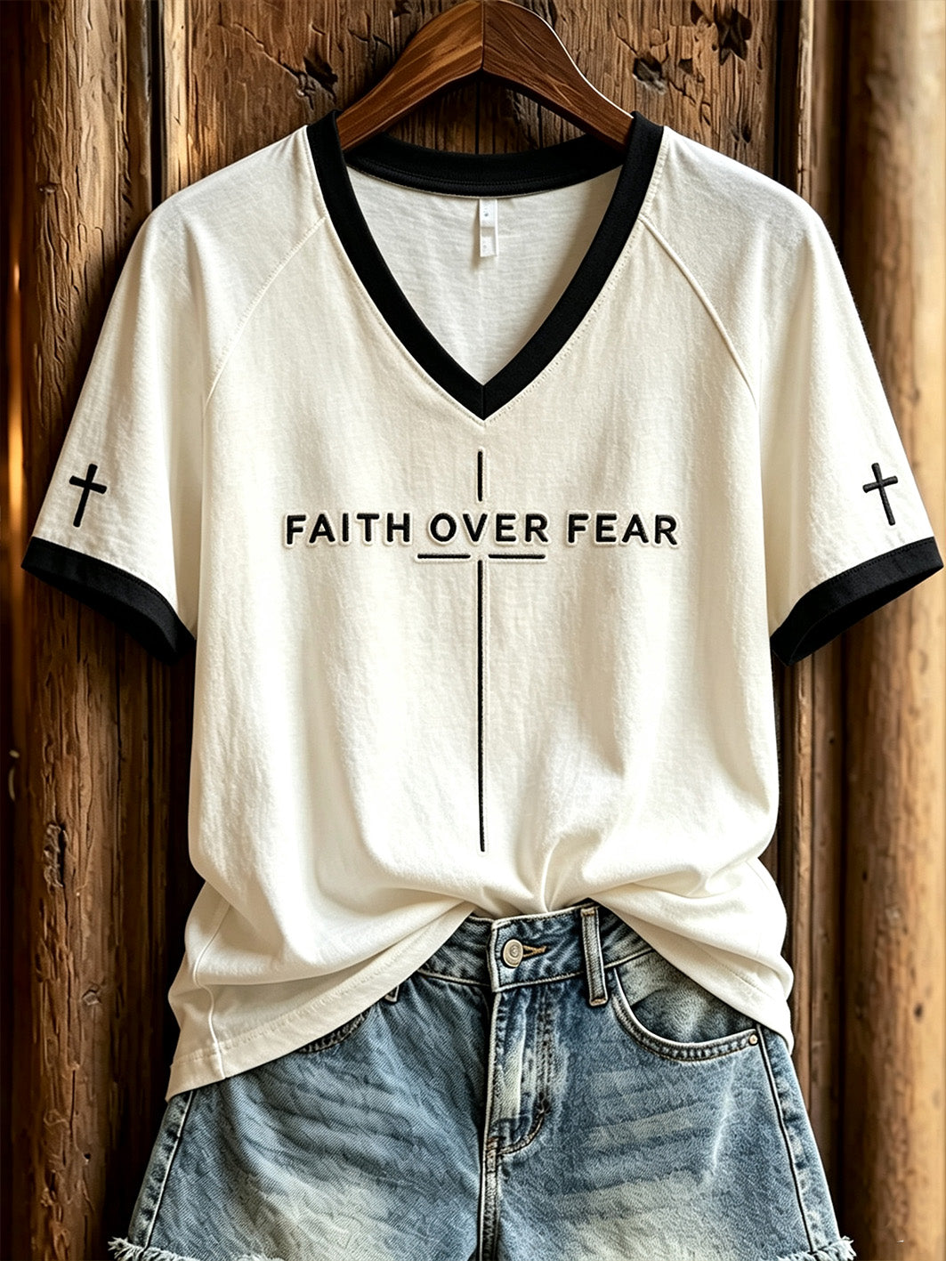 Women's faith-themed fun slogan pattern printed casual short-sleeve T-shirt