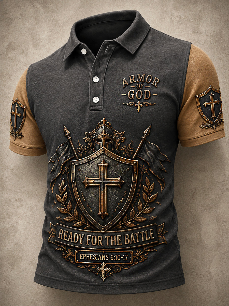 Men's Armor Of God Print Casual Polo