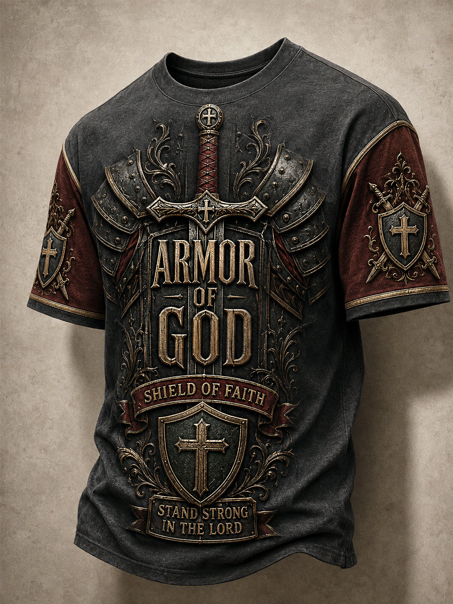 Men's Armor Of God Print Casual Tee