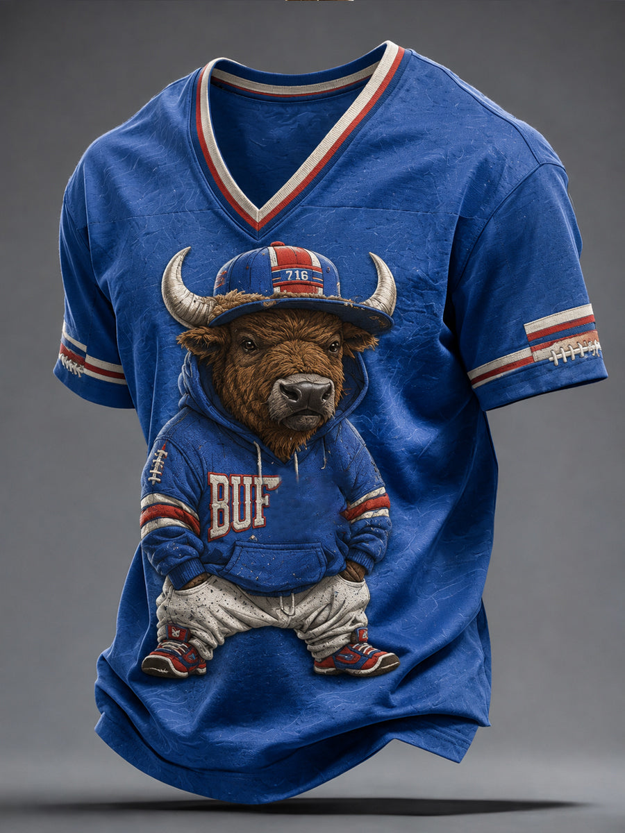 Men's Football Lover Bulls BUF Art Printed T-shirt