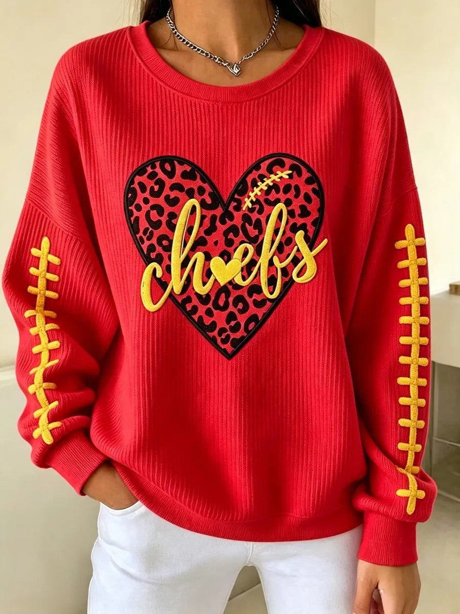 Women's Football Fan Print Casual Sweatshirt