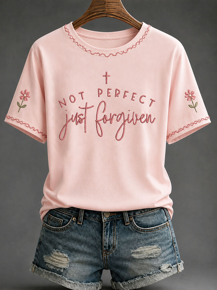 Women's "Not Perfect Just Forgiven" Christian Faith Casual T-shirt